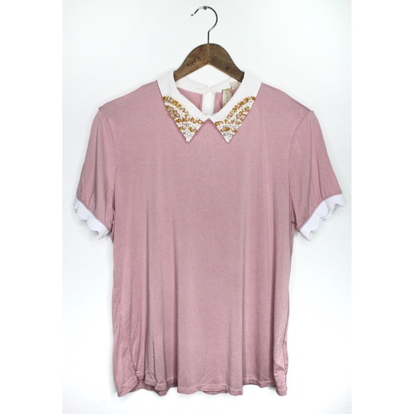 Misia Pink Beaded Embellished Collar Preowned Large - Picture 2 of 9